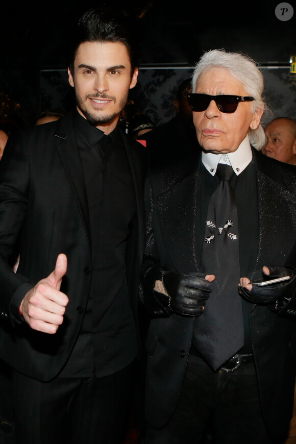 Baptiste Giabiconi et Karl Lagerfeld - Soirée "Giabiconistyle.com opening" au Vip Room à Paris le 28 février 2015 