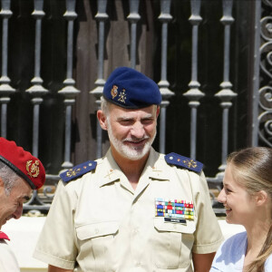 Le roi Felipe d'Espagne, et sa fille, la princesse Leonor - La princesse Leonor entre à l'Académie Militaire de Saragosse. 17 août 2023