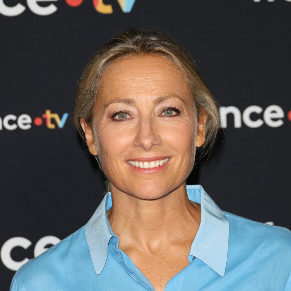 Anne-Sophie Lapix au photocall pour la conférence de presse de rentrée de France TV à la Grande Halle de la Villette à Paris, France, le 11 juillet 2023. © Coadic Guirec/Bestimage 