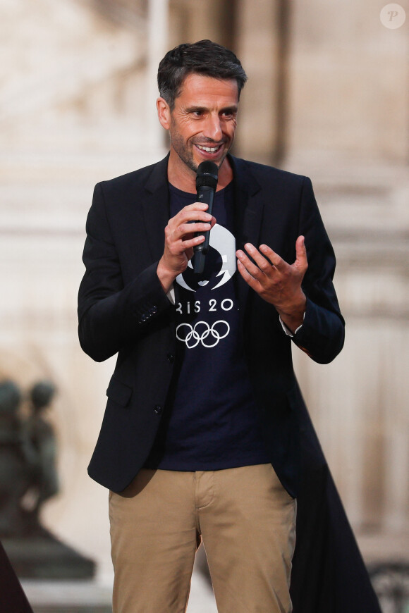 Exclusif - Tony Estanguet (président du Comité Olympique Paris 2024) - Enregistrement de l'émission "Paris 2024 le concert événement...dans un an les jeux" sur le parvis de l'Hôtel de Ville de Paris, diffusée le 25 juillet sur France 2 à 21h10. Le 3 juillet 2023 © Tiziano Da Silva-Christophe Clovis / Bestimage