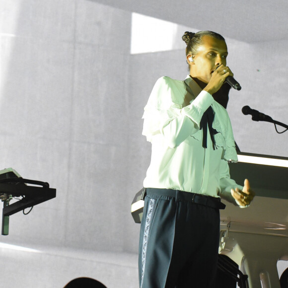 Concert de Stromae au festival Rock en Seine dans le parc de Saint Cloud le 28 août 2022. 