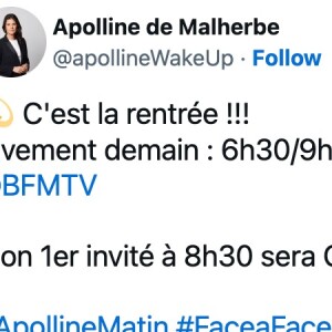 Apolline de Malherbe annonçant sur X (Twitter) la venue de Gérald Darmanin.