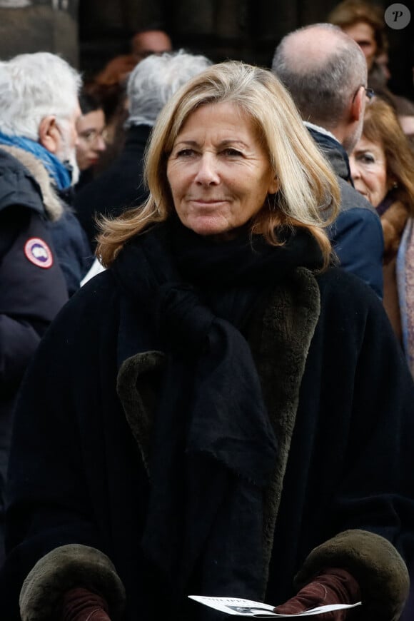 Claire Chazal - Sorties des obsèques de Philippe Tesson en l'église Saint-Germain des-Prés à Paris le 10 février 2023. © Christophe Clovis / Bestimage 