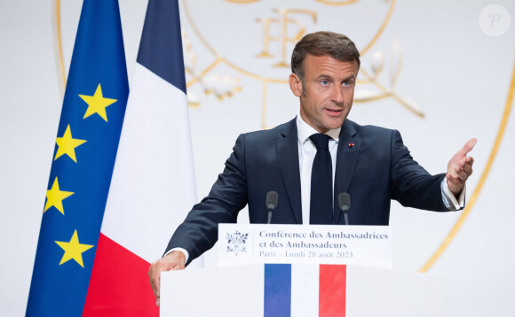 Une vidéo parodique dans laquelle Emmanuel Macron annonce le casting de cette saison.
Le président de la République française, Emmanuel Macron - Le président de la République E.Macron reçoit les ambassadrices et ambassadeurs français au Palais de l'Elysée à Paris, le 28 août 2023. © Jacques Witt / Pool / Bestimage 