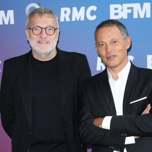 C'est officiellement la rentrée sur BFMTV !
Laurent Ruquier et Marc-Olivier Fogiel lors de la conférence de presse de rentrée BFM TV. - RMC du groupe Altice France à Paris, France. © Coadic Guirec/Bestimage