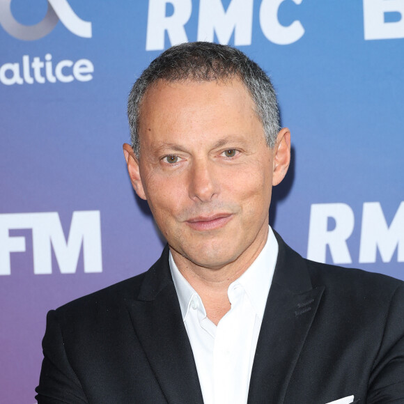 Marc-Olivier Fogiel lors de la conférence de presse de rentrée BFM TV. - RMC du groupe Altice France à Paris, France, le 31 août 2023. © Coadic Guirec/Bestimage