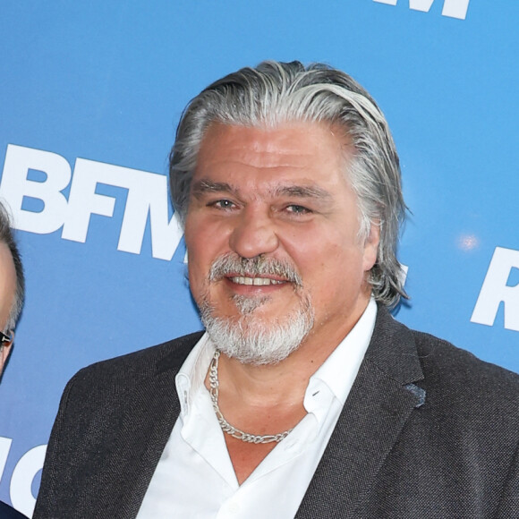 Karim Nedjar et David Douillet lors de la conférence de presse de rentrée BFM TV. - RMC du groupe Altice France à Paris, France, le 31 août 2023. © Coadic Guirec/Bestimage