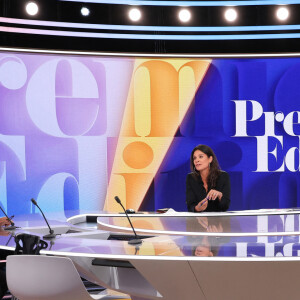 Adeline François, Apolline de Malherbe et Laure Closier lors de la conférence de presse de rentrée BFM TV. - RMC du groupe Altice France à Paris, France, le 31 août 2023. © Coadic Guirec/Bestimage