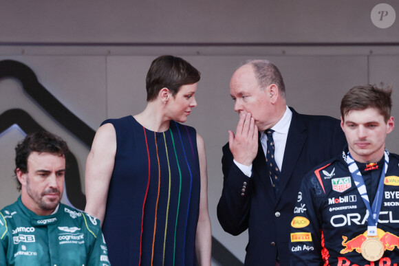 La princesse Charlène de Monaco et le prince Albert II de Monaco - Remise de prix du 80ème Grand Prix de Monaco de Formule 1 à Monaco. Le 28 Mai 2023. © Claudia Albuquerque / Bestimage 