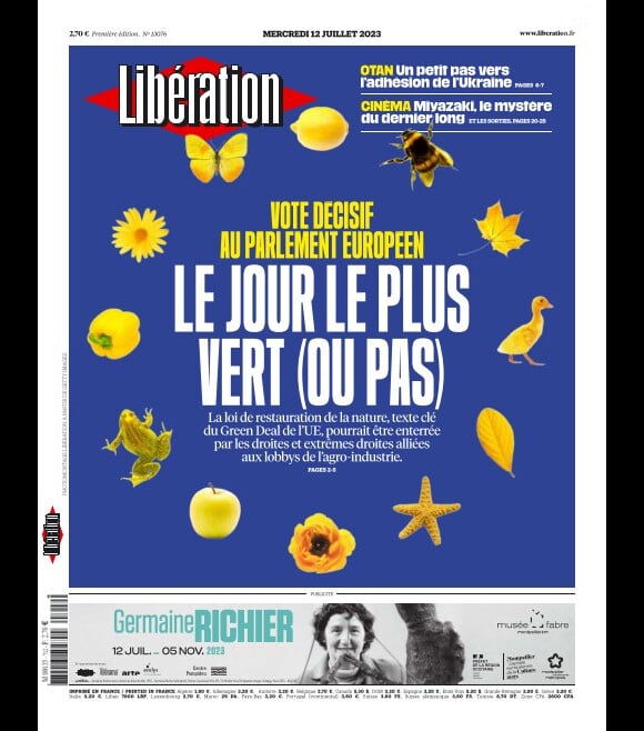 Libération, couverture du 12 juillet 2023.
