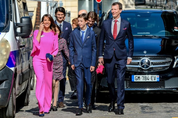 La princesse Marie de Danemark, Le prince Henrik de Danemark, Le prince Joachim de Danemark, Le prince Nikolai de Danemark - Confirmation du prince Henrik de Danemark en l'Eglise danoise à Paris, le 18 mai 2023. © Clément Prioli / Bestimage 