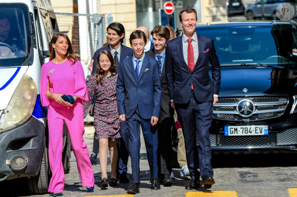 La princesse Marie de Danemark, La princesse Athena de Danemark, Le prince Henrik de Danemark, Le prince Joachim de Danemark, Le prince Nikolai de Danemark - Confirmation du prince Henrik de Danemark en l'Eglise danoise à Paris, le 18 mai 2023. © Clément Prioli / Bestimage 