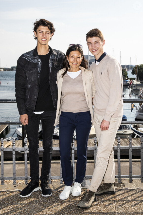 La comtesse Alexandra et ses fils le prince Nikolai et le prince Felix de Danemark lors du Ecco Walkathon à Copenhague. Le 9 septembre 2018 