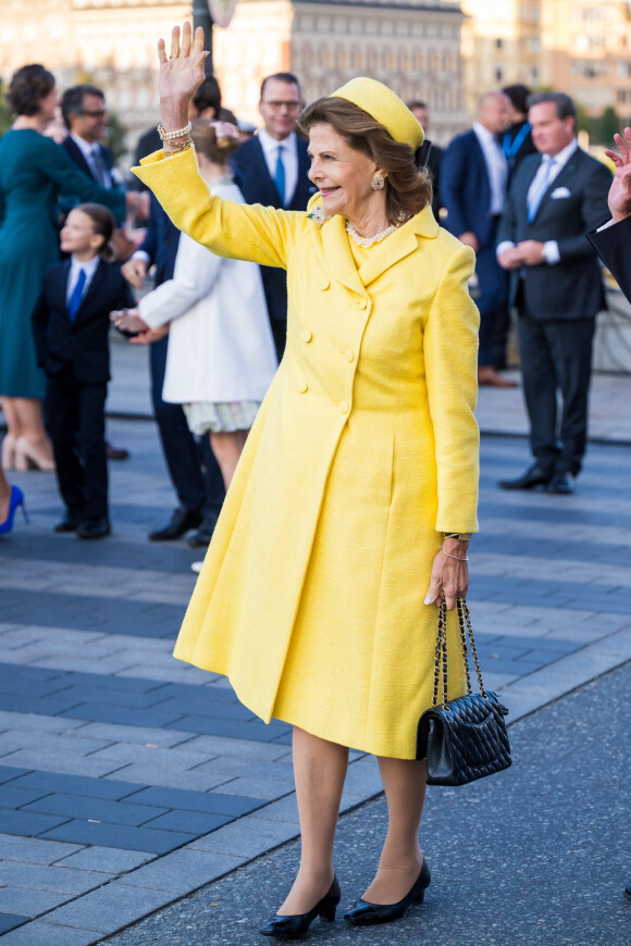 La reine Silvia de Suède, lors du concert de la ville de Stockholm à Lejonbacken dans le cadre des célébrations du jubilé du roi Carl XVI Gustav de Suède (50ème anniversaire de l'accession au trône du roi) à Stockholm, Suède, le 16 septembre 2023. 