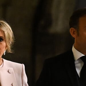 Les invités à la cérémonie de couronnement du roi d'Angleterre à l'abbaye de Westminster de Londres Le président le la République française Emmanuel Macron et sa femme Brigitte - Les invités arrivent à la cérémonie de couronnement du roi d'Angleterre à l'abbaye de Westminster de Londres, Royaume Uni, le 6 mai 2023