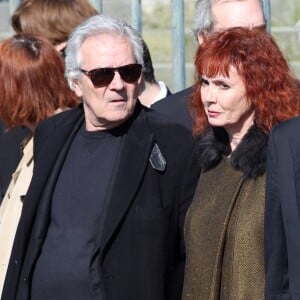 Pierre Arditi, Sabine Azéma - Funérailles d'Alain Resnais en l'église Saint-Vincent-de-Paul à Paris le 10 mars 2014.