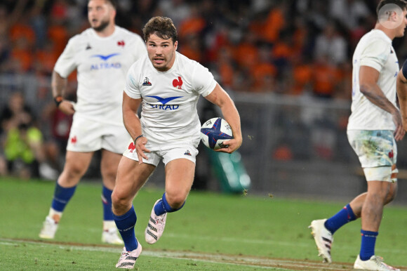 Antoine Dupont (france) - RUGBY : France vs Ecosse (30-27) - Match préparatif pour la coupe du monde 2023 à Saint-Étienne le 12 août 2023. © Frédéric Chambert / Panoramic / Bestimage 