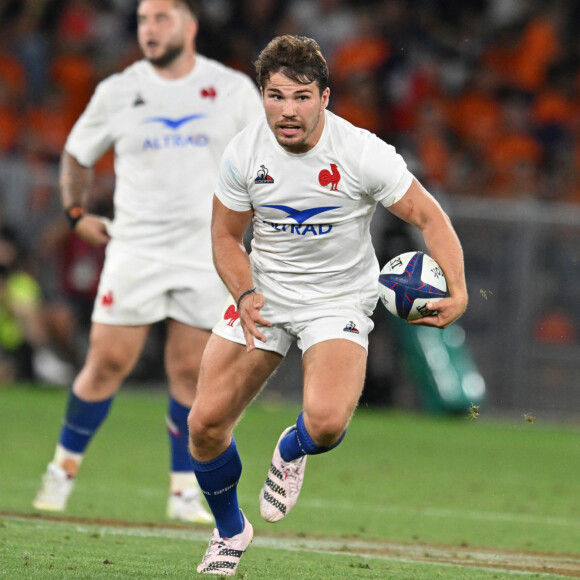 Antoine Dupont (france) - RUGBY : France vs Ecosse (30-27) - Match préparatif pour la coupe du monde 2023 à Saint-Étienne le 12 août 2023. © Frédéric Chambert / Panoramic / Bestimage 