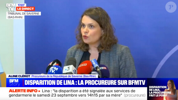 La procureure de la République de Saverne, Aline Clérot orchestre une conférence presse pour faire le point quant à l'enquête pour retrouver Lina (BFMTV).