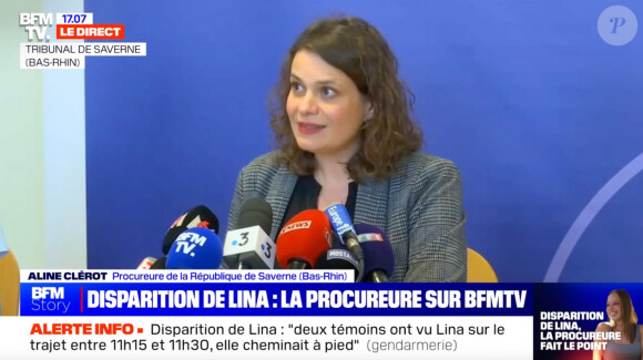 La procureure de la République de Saverne, Aline Clérot orchestre une conférence presse pour faire le point quant à l'enquête pour retrouver Lina (BFMTV).