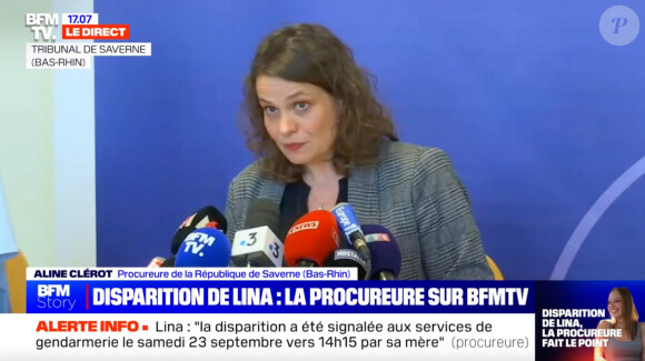 La procureure de la République de Saverne, Aline Clérot orchestre une conférence presse pour faire le point quant à l'enquête pour retrouver Lina (BFMTV).