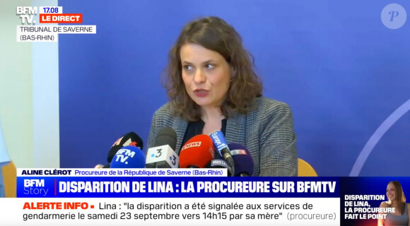La procureure de la République de Saverne, Aline Clérot orchestre une conférence presse pour faire le point quant à l'enquête pour retrouver Lina (BFMTV).