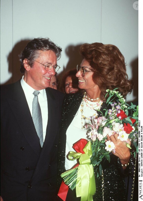 Sophia Loren avec Alain Delon à Milan