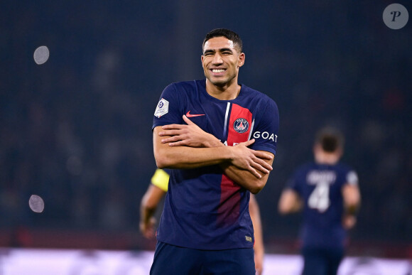 D'après les informations du Parisien, Achraf Hakimi est au mieux
Achraf Hakimi ( 2 - PSG ) - Match de football Ligue 1 Uber Eats opposant le PSG à l'OM (4-0) au Parc des Princes à Paris, le 24 septembre 2023.