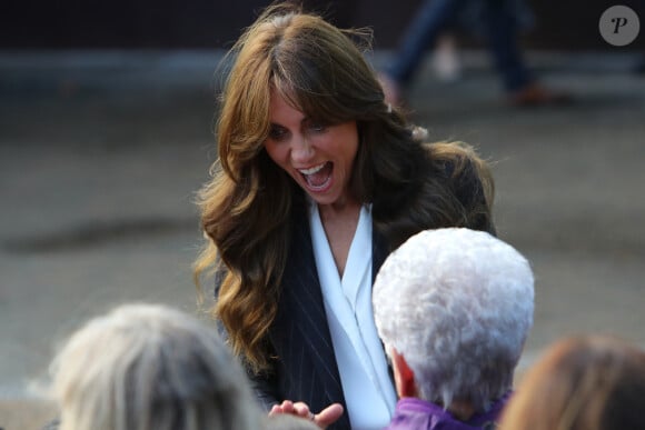 Le prince William, prince de Galles, et Catherine (Kate) Middleton, princesse de Galles, en visite au pavillon Grange à Cardiff, le 3 octobre 2023.