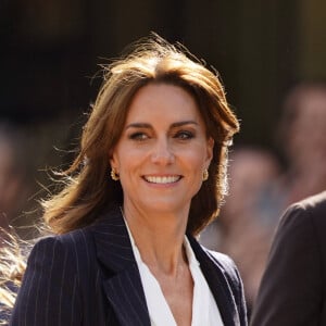 Le prince William, prince de Galles, et Catherine (Kate) Middleton, princesse de Galles, quittent le pavillon Grange à Cardiff, le 3 octobre 2023.