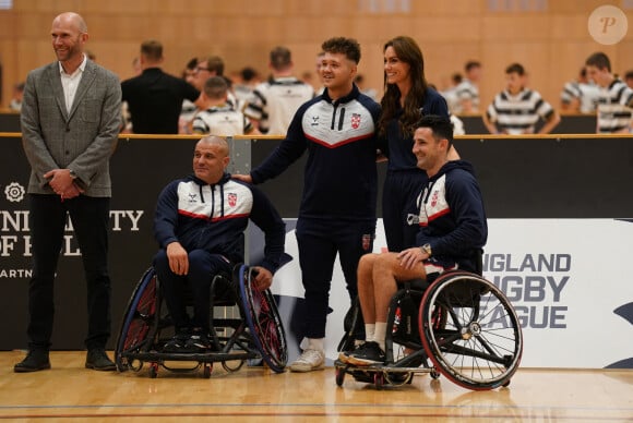 Catherine (Kate) Middleton, princesse de Galles, patronne de la Rugby football League, lors d'une visite au centre sportif Allam de l'Université de Hull pour participer à une journée d'inclusion de la Rugby League organisée par la Rugby football League Hull FC et l'Université. 