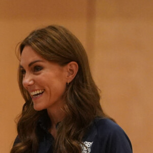 Catherine (Kate) Middleton, princesse de Galles, patronne de la Rugby football League, lors d'une visite au centre sportif Allam de l'Université de Hull pour participer à une journée d'inclusion de la Rugby League organisée par la Rugby football League Hull FC et l'Université. 