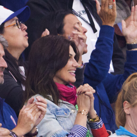 Helena Noguerra - People dans les tribunes du match de Coupe du monde de rugby entre la France et l'Italie (60-7) à Lyon le 6 octobre 2023. © Cyril Moreau-Dominique Jacovides/Bestimage