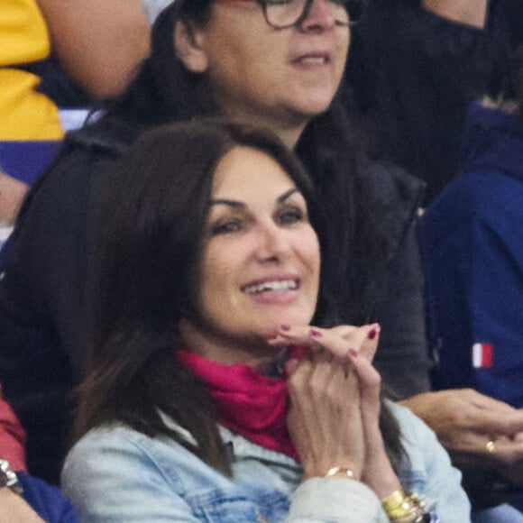 Helena Noguerra - People dans les tribunes du match de Coupe du monde de rugby entre la France et l'Italie (60-7) à Lyon le 6 octobre 2023. © Cyril Moreau-Dominique Jacovides/Bestimage