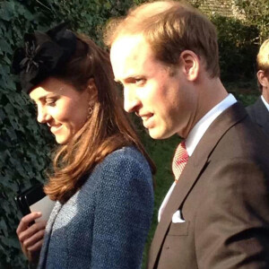 Prince William, Kate Middleton et le Prince Harry - Mariage de leurs amis Lucy Meade et Charlie Budgett à l'église St. Mary's Church, Marshfield, dans le Gloucestershire, 20 mars 2014.