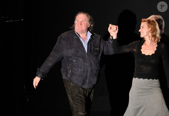 Gérard Depardieu et Sandrine Bonnaire - Soirée de lancement de l'exposition consacrée à Maurice Pialat à la Cinémathèque a Paris, le 18 février 2013.
