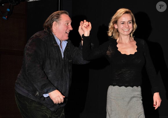 Gérard Depardieu et Sandrine Bonnaire - Soirée de lancement de l'exposition consacrée à Maurice Pialat à la Cinémathèque a Paris, le 18 février 2013.