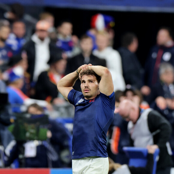 Antoine Dupont - Coupe du Monde de Rugby France 2023 - Match de quart de finale "France-Afrique du Sud (28-29)" au Stade de France à Saint-Denis le 15 octobre 2023. © © Moreau-Jacovides/Bestimage  Rugby World Cup France 2023 - Quarter-final match "France-South Africa (28-29)" at the Stade de France in Saint-Denis on October 15, 2023. 