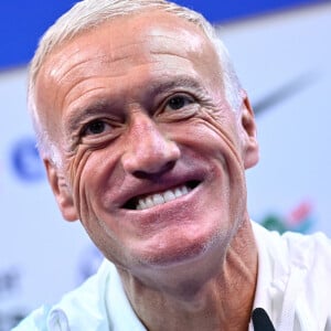 Le sélectionneur de l'équipe de France Didier Deschamps en conférence de presse au Centre National du Football (CNF) de Clairefontaine-en-Yvelines, France, le 9 octobre 2023. © Federico Pestellini/Panoramic/bestimage