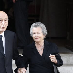 Valéry Giscard d'Estaing et sa femme Anne-Aymone Giscard d'Estaing lors des obsèques de Liliane Bettencourt à Neuilly sur Seine le 26 septembre 2017. Valéry Giscard d'Estaing, président de 1974 à 1981 est mort à 94 ans le 2 décembre 2020 © Stephen Caillet / Panoramic / Bestimage