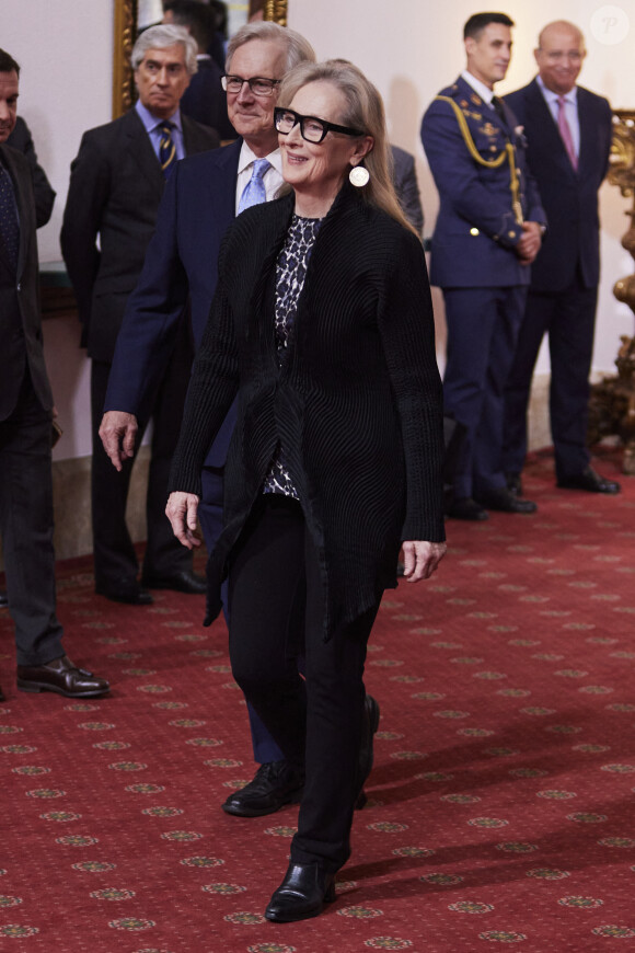 Meryl Streep - La famille royale d'Espagne accueille les lauréats du prix Princesse des Asturies lors d'une réception à Oviedo, le 20 octobre 2023. 