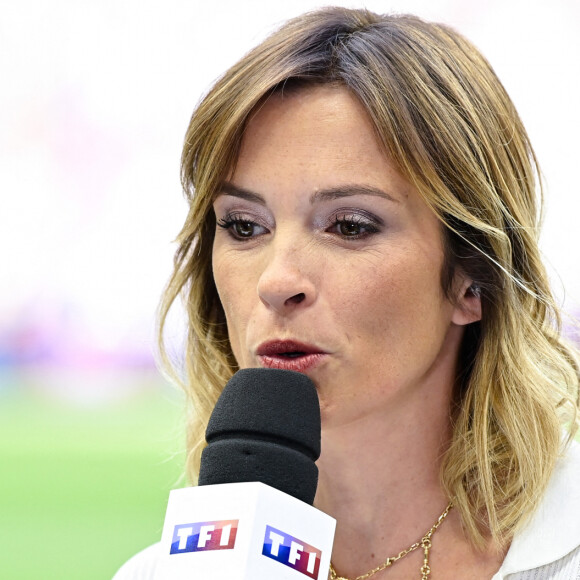 Isabelle Ithurburu ( journaliste ) - - Rugby - Le XV de France affrontait l'Australie (41-17) au Stade de France, pour sa dernière rencontre de préparation avant le match d'ouverture du Mondial contre la Nouvelle-Zélande le 27 aout 2023.