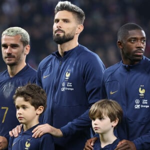 Olivier Giroud Ousmane Dembélé et Antoine Griezmann lors du match amical France vs Ecosse, Decathlon Arena stade Pierre Mauroy, le 17 octobre 2023