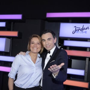 Exclusif - Pascale de la Tour du Pin et Jordan de Luxe lors de l'enregistrement de l'émission "Chez Jordan de Luxe" à Paris. Le 23 octobre 2023 © Cédric Perrin / Bestimage