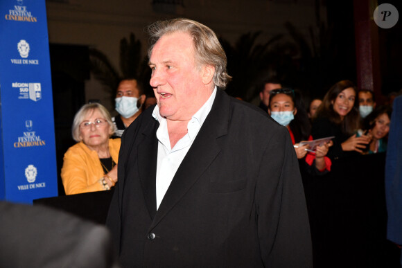 Gérard Depardieu lors de la soirée de clôture de la 3eme édition du Festival Cinéroman à Nice, le 24 octobre 2021.  © Bruno Bebert / Bestimage 