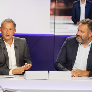 Cet été, le mercato télé a été plus qu'animé !
Marc-Olivier Fogiel (directeur général de BFMTV), Bruce Toussaint - Conférence de presse de rentrée de BFMTV à l'Altice Campus à Paris, France © Christophe Clovis/Bestimage