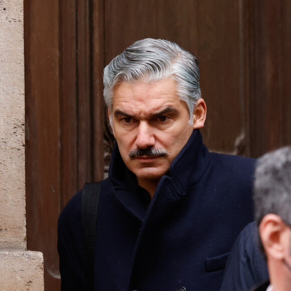François Vincentelli - Sorties des obsèques de Thierry Mugler au temple protestant de l'Oratoire du Louvre à Paris le 4 février 2022. © Cyril Moreau / Bestimage 