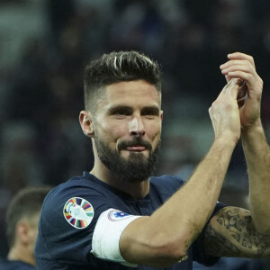 Fin de match - Olivier Giroud (France) - Victoire de l'équipe de France face à Gibraltar (14 - 0) lors des éliminatoires de l'Euro 2024 à Nice, le 18 novembre 2023. © Norbert Scanella / Panoramic / Bestimage 