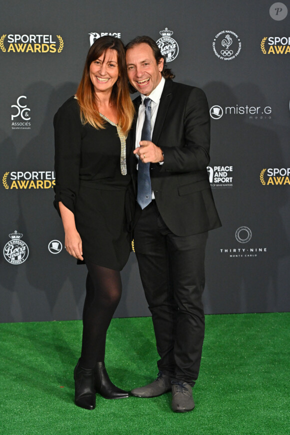 Philippe Candeloro et sa femme Olivia durant la soirée de la 32ème édition des Sportel Awards 2021 au Grimaldi Forum à Monaco. Placé sous la présidence d'honneur du prince Albert II de Monaco, le Sportel Awards est avant tout une compétition internationale ayant pour but de récompenser les meilleures séquences sportives télévisuellle de l'année écoulée. © Bruno Bebert/Bestimage