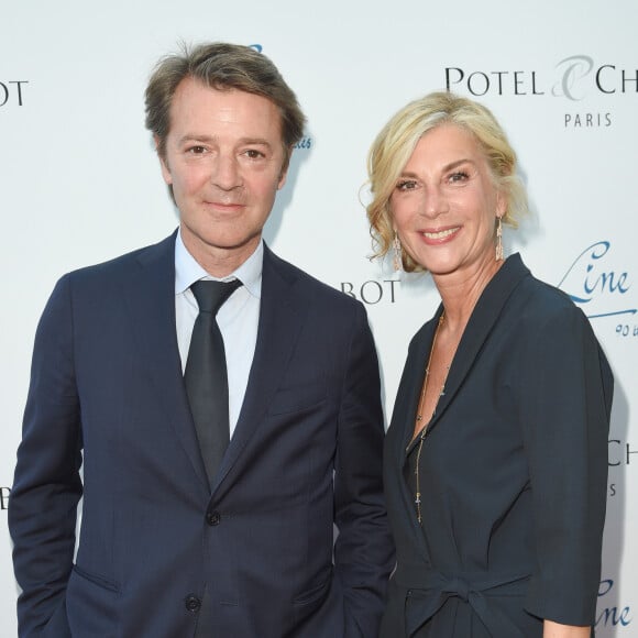 Michèle Laroque et son compagnon François Baroin - Soirée du 90e anniversaire de Line Renaud sur le Bateau Potel et Chabot "Pavillon Seine" à Paris le 2 juillet 2018. © Coadic Guirec/Bestimage